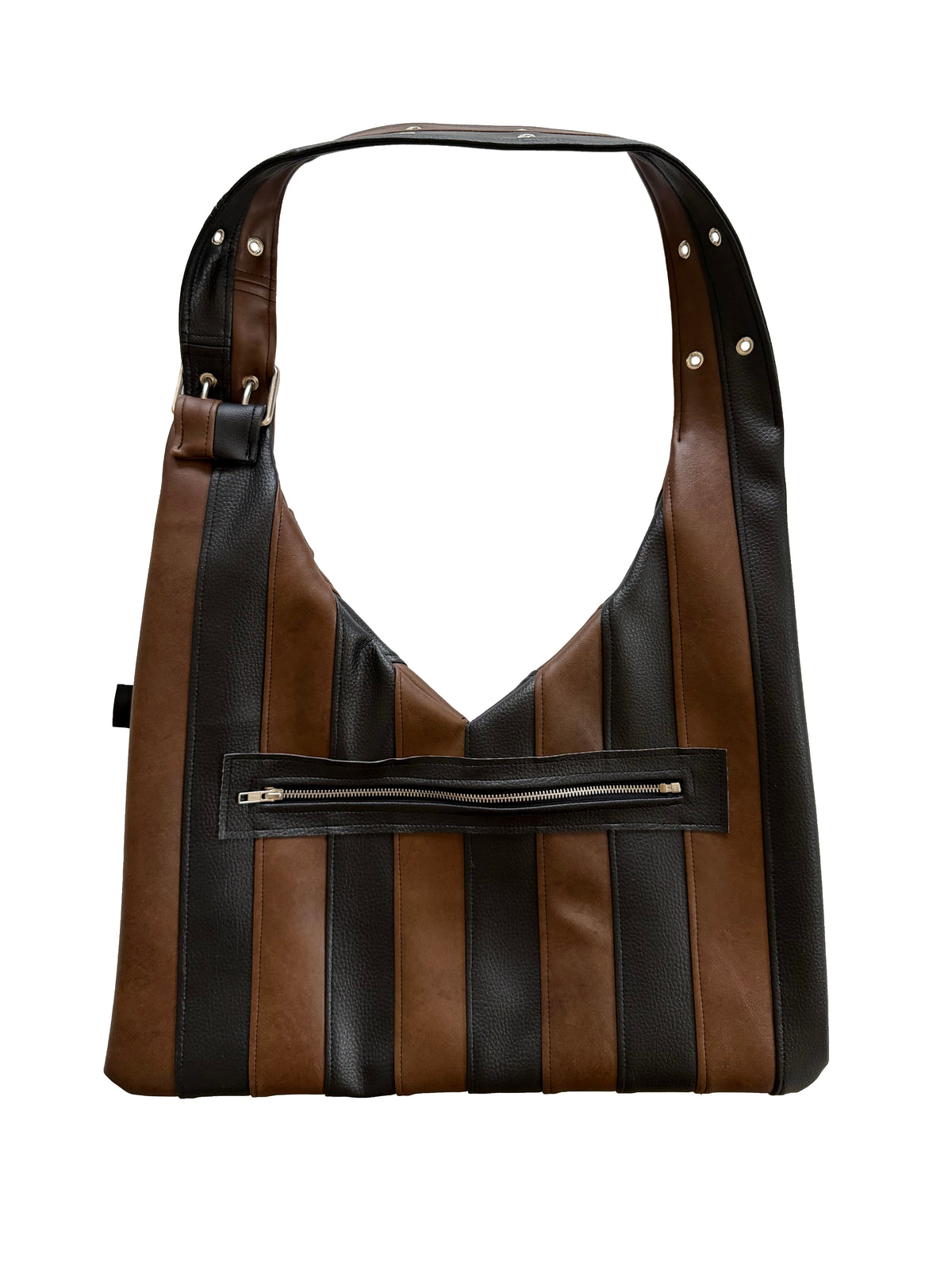 Stripe Vago Bag - Brown & Black