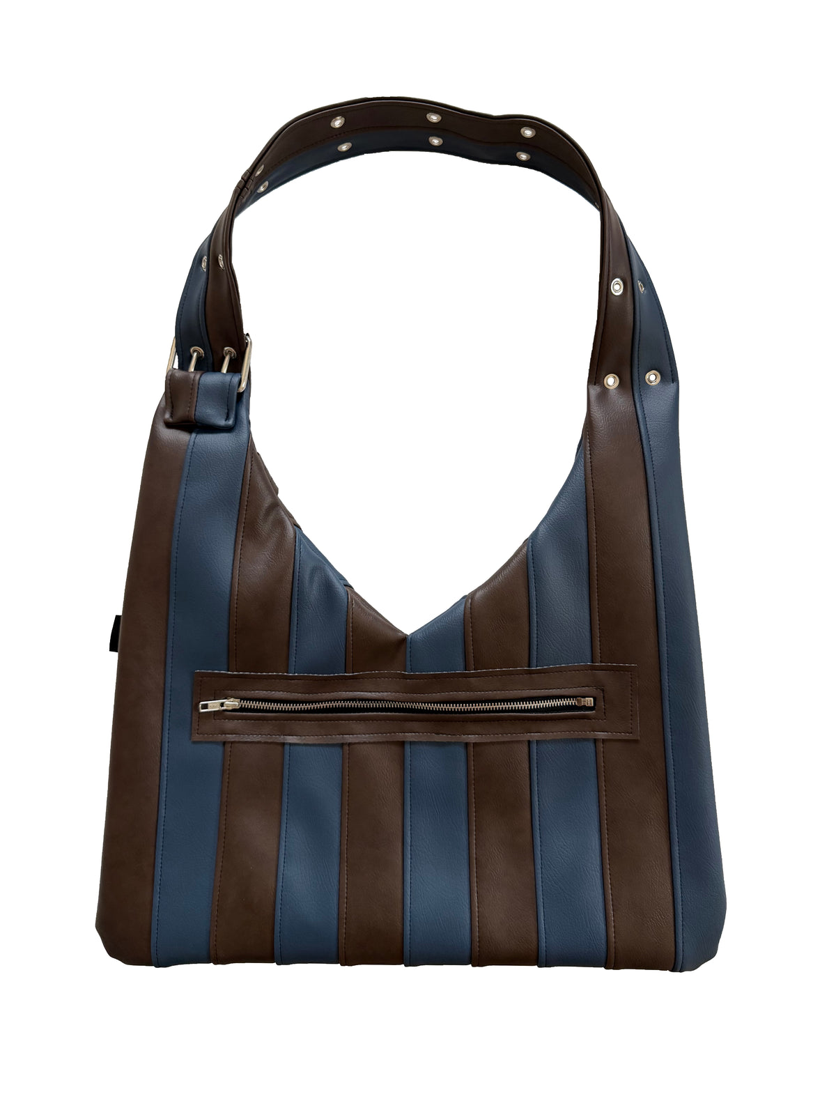 Stripe Vago Bag - Brown & Navy