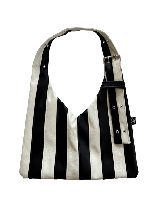 Stripe Vago Bag - White & Black