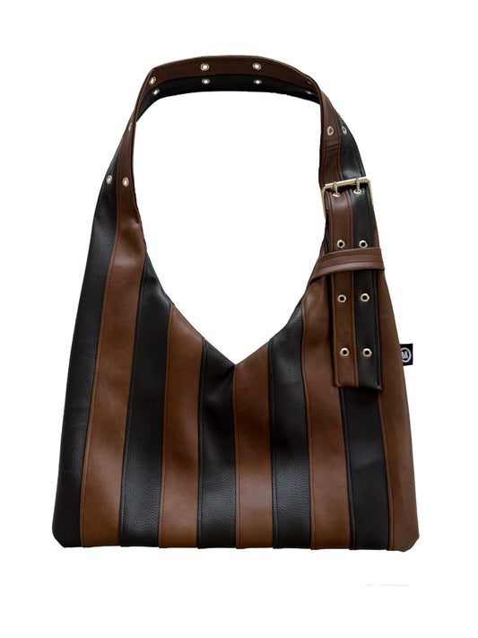 Stripe Vago Bag - Brown & Black