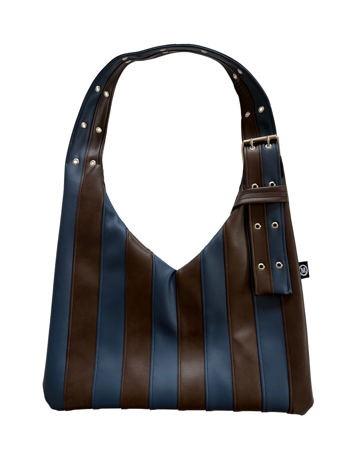 Stripe Vago Bag - Brown & Navy